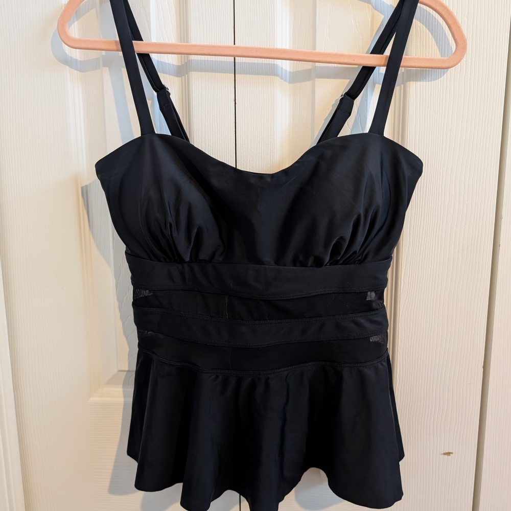 Black Peplum Tankini Top